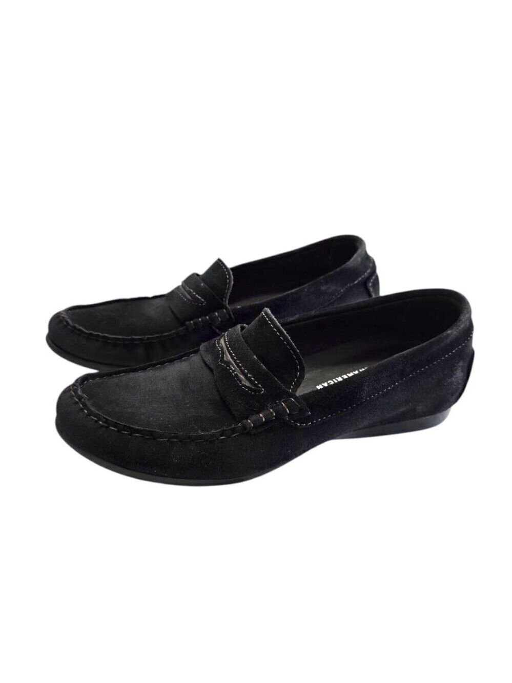 Munro Ramie Black Suede Penny Loafers Sz 6.5